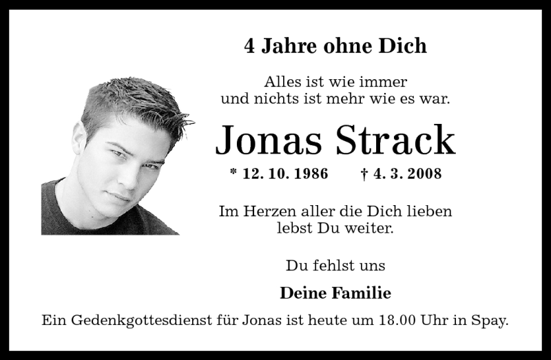  Traueranzeige für Jonas Strack vom 03.03.2012 aus Rhein-Zeitung