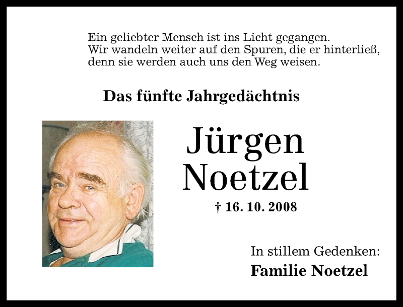  Traueranzeige für Jürgen Noetzel vom 19.10.2013 aus Rhein-Zeitung