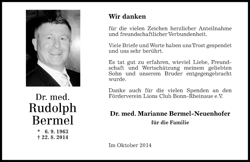  Traueranzeige für Rudolph Bermel vom 04.10.2014 aus Rhein-Zeitung