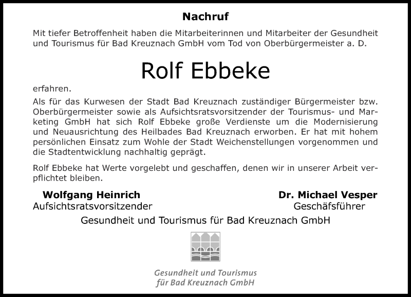  Traueranzeige für Rolf Ebbeke vom 22.08.2014 aus Oeffentlicher Anzeiger