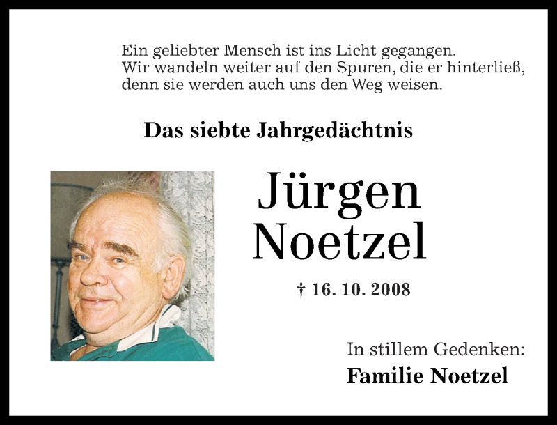  Traueranzeige für Jürgen Noetzel vom 17.10.2015 aus Rhein-Zeitung