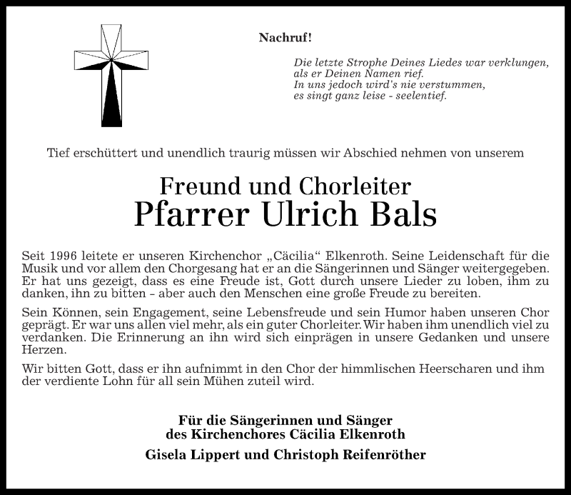 Traueranzeige für Ulrich Bals vom 25.03.2015 aus Rhein-Zeitung