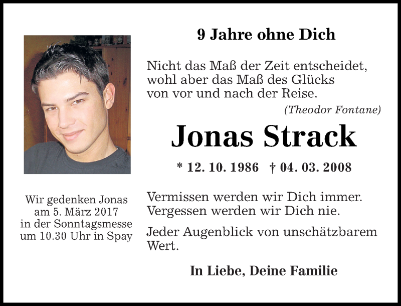  Traueranzeige für Jonas Strack vom 04.03.2017 aus Rhein-Zeitung