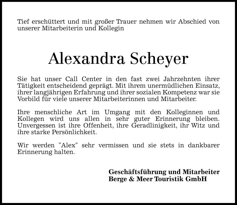  Traueranzeige für Alexandra Scheyer vom 14.12.2011 aus Rhein-Zeitung