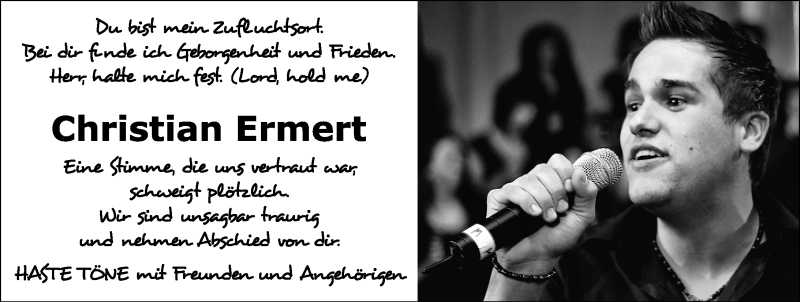  Traueranzeige für Christian Ermert vom 19.07.2011 aus Rhein-Zeitung