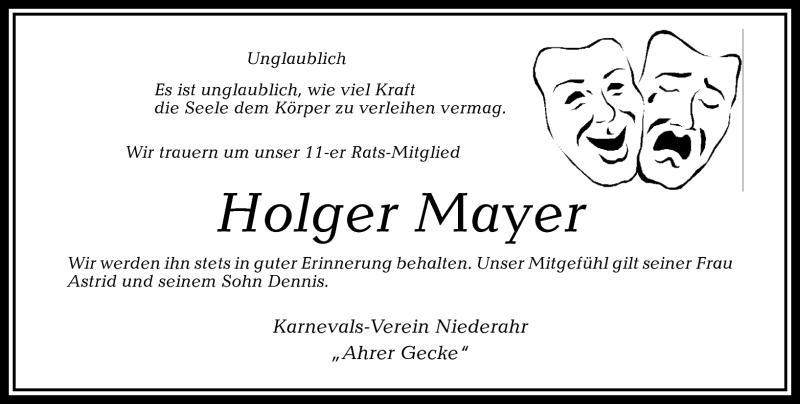  Traueranzeige für Holger Mayer vom 23.09.2011 aus Westerwälder Zeitung