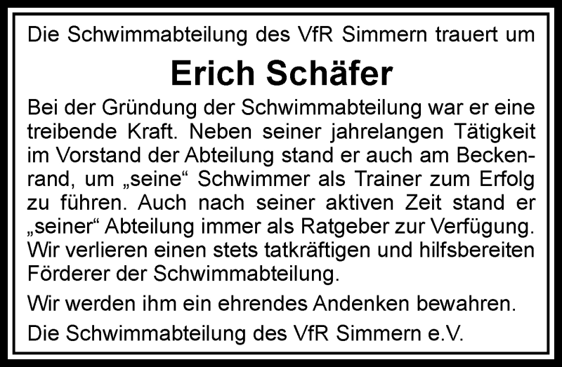  Traueranzeige für Erich Schäfer vom 15.12.2012 aus Rhein-Hunsrück-Zeitung