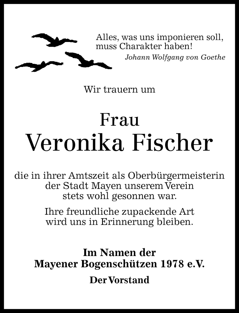  Traueranzeige für Veronika Fischer vom 10.05.2012 aus Rhein-Zeitung