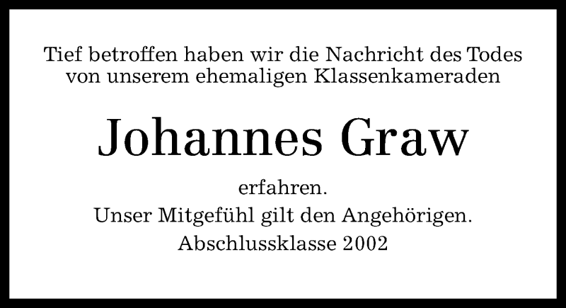  Traueranzeige für Johannes Graw vom 14.10.2013 aus Westerwälder Zeitung