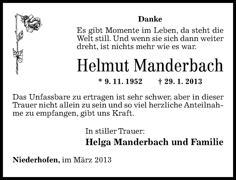  Traueranzeige für Helmut Manderbach vom 30.03.2013 aus Rhein-Zeitung