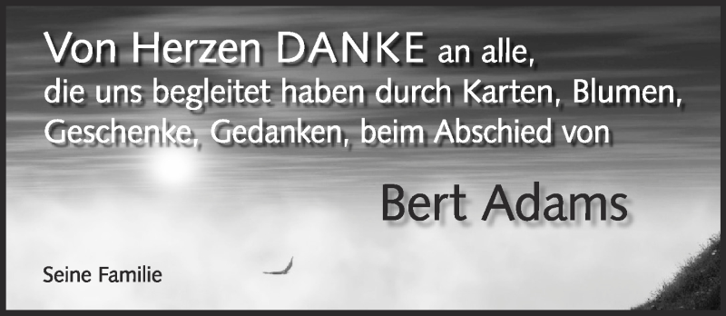  Traueranzeige für Bert Adams vom 23.08.2014 aus Rhein-Hunsrück-Zeitung