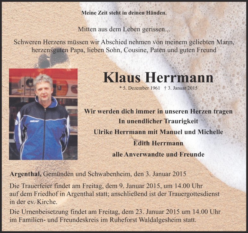  Traueranzeige für Klaus Herrmann vom 06.01.2015 aus Rhein-Hunsrück-Zeitung