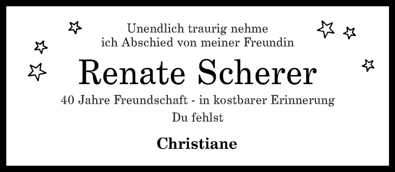  Traueranzeige für Renate Scherer vom 21.10.2017 aus Rhein-Zeitung