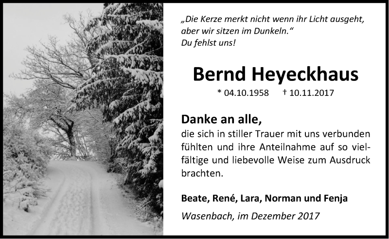  Traueranzeige für Bernd Heyeckhaus vom 21.12.2017 aus Rhein-Lahn-Zeitung