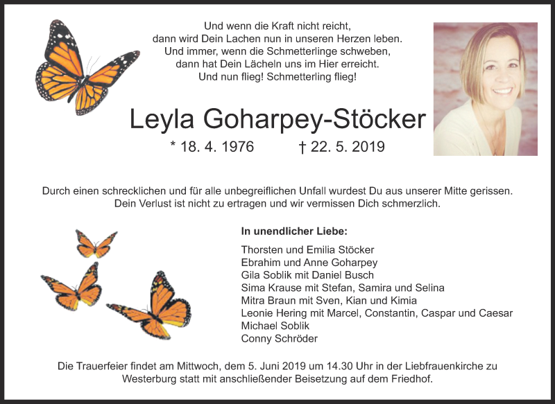  Traueranzeige für Leyla Goharpey-Stöcker vom 01.06.2019 aus Westerwälder Zeitung