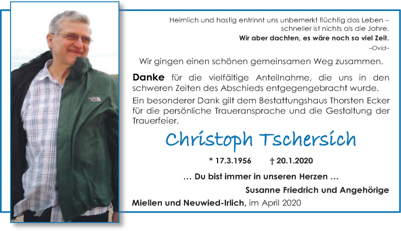  Traueranzeige für Christoph Tschersich vom 11.04.2020 aus Rhein-Zeitung